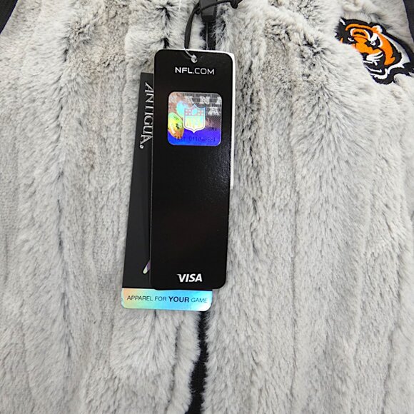NWT NFL Bengals Faux Fur Vest XL Women’s Antigua Hooded Zip Team Apparel - Picture 10 of 14